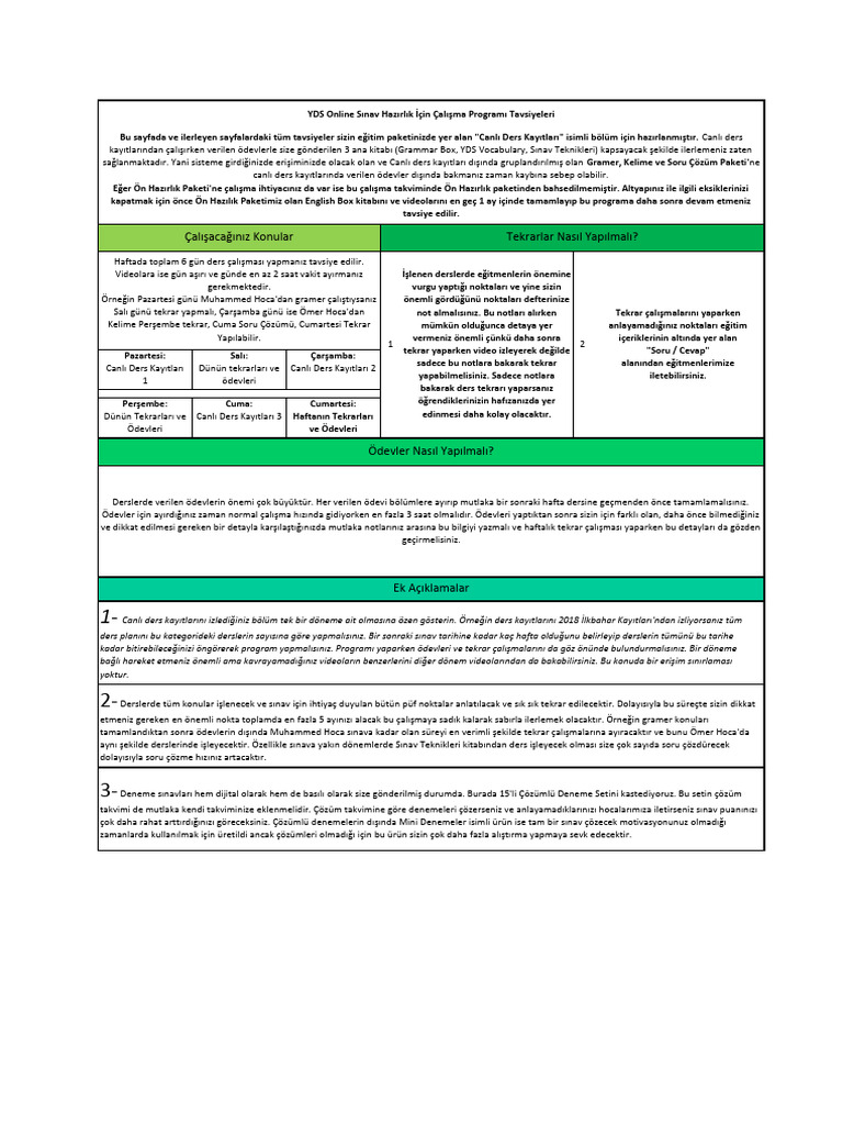 Ders Calisma Programi Pdf