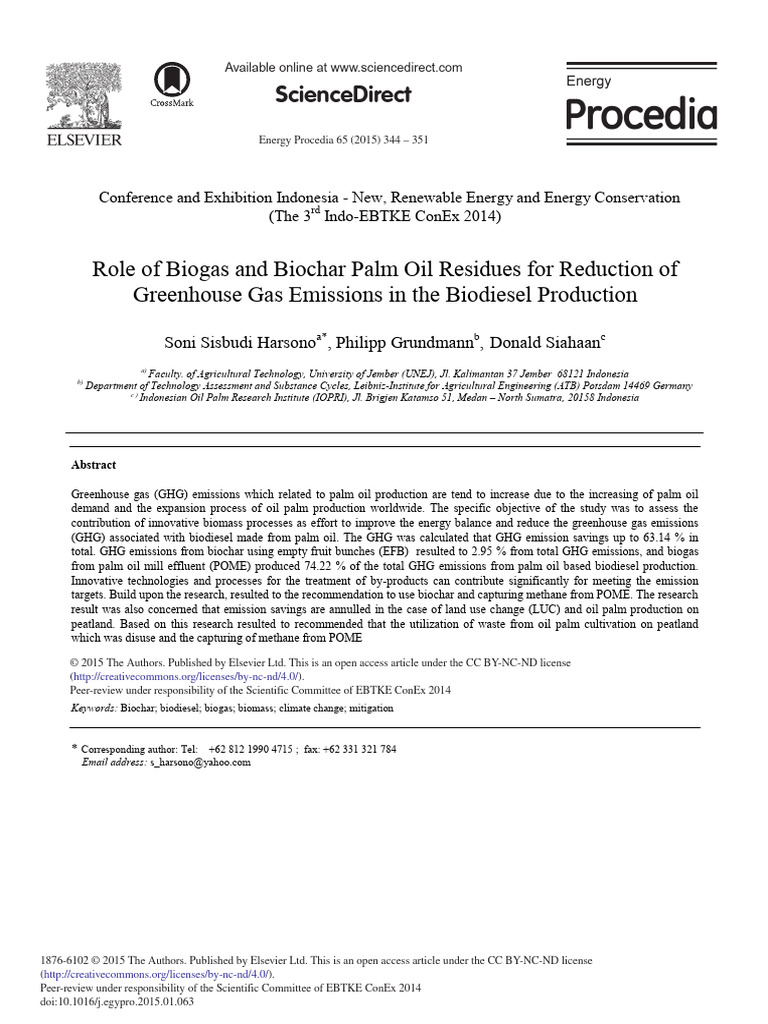 Harsono Et Al 2015 - Role of Biogas and Biochar Palm Oil Residues For ...
