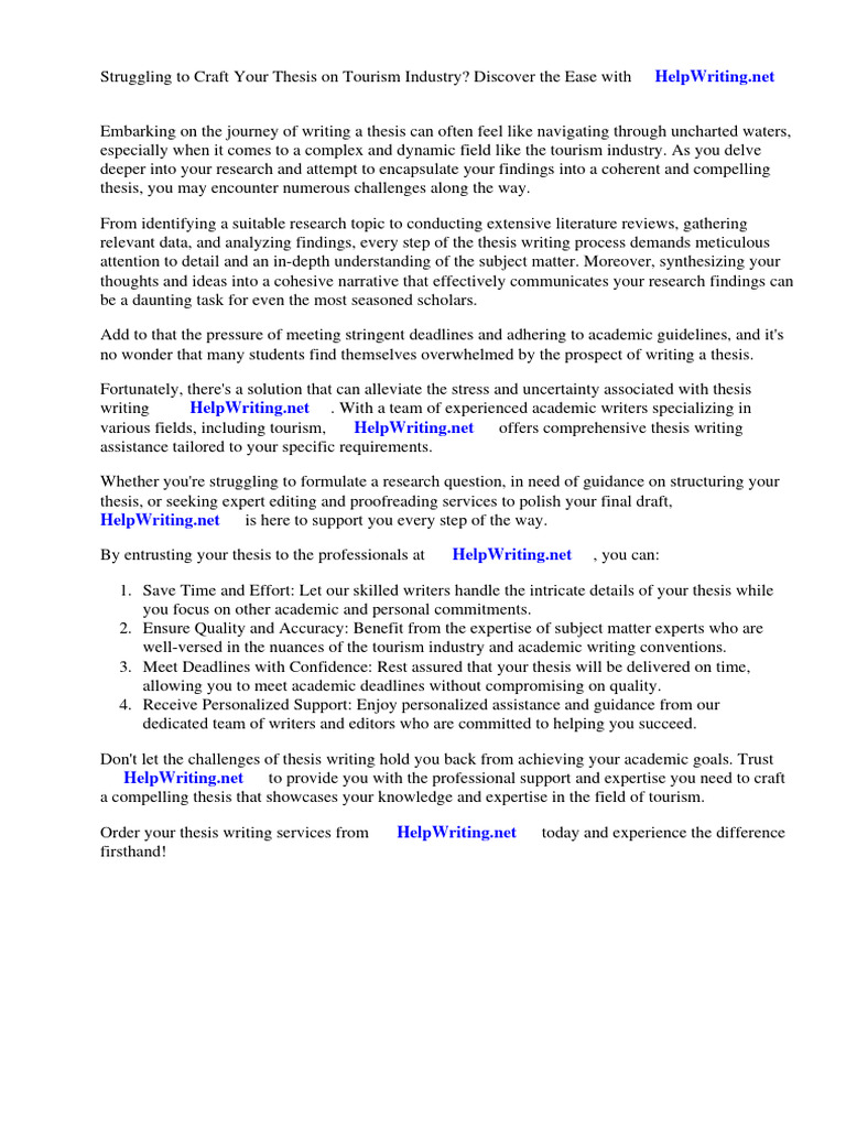 Thesis Title Related To Tourism Industry | PDF | Tourism | Thesis
