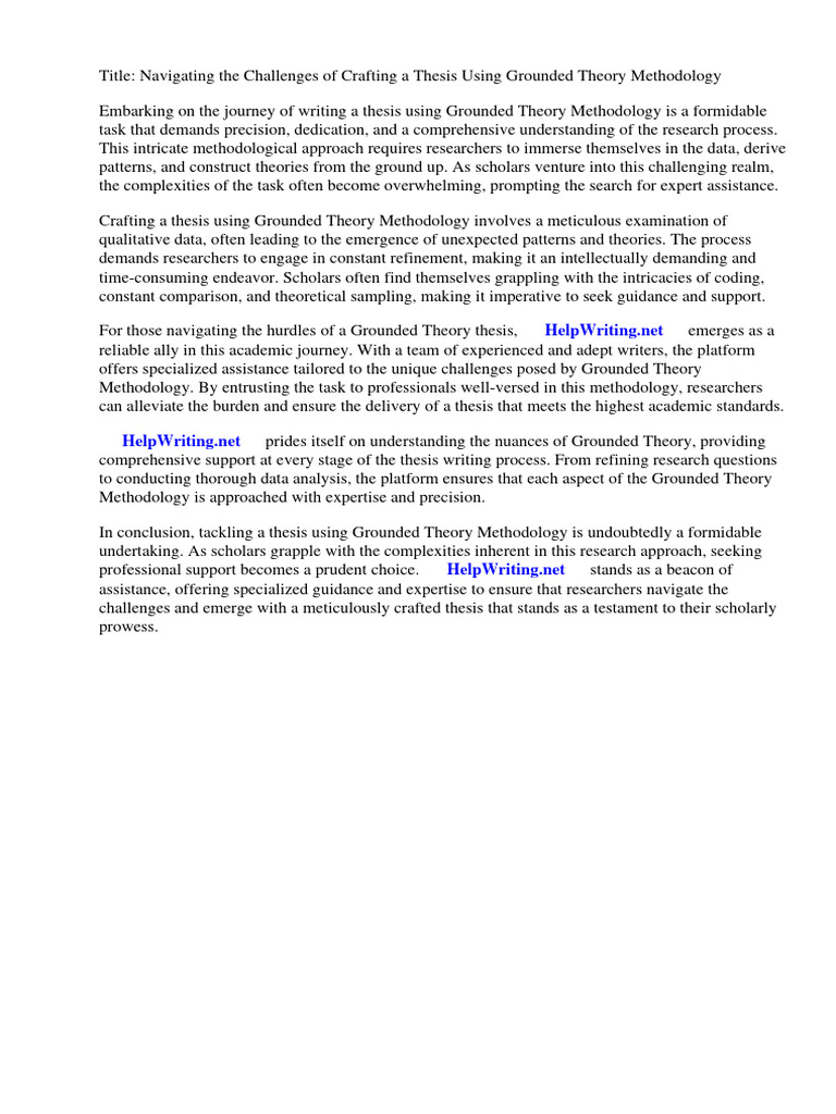 Thesis Using Grounded Theory Methodology | PDF | Methodology ...