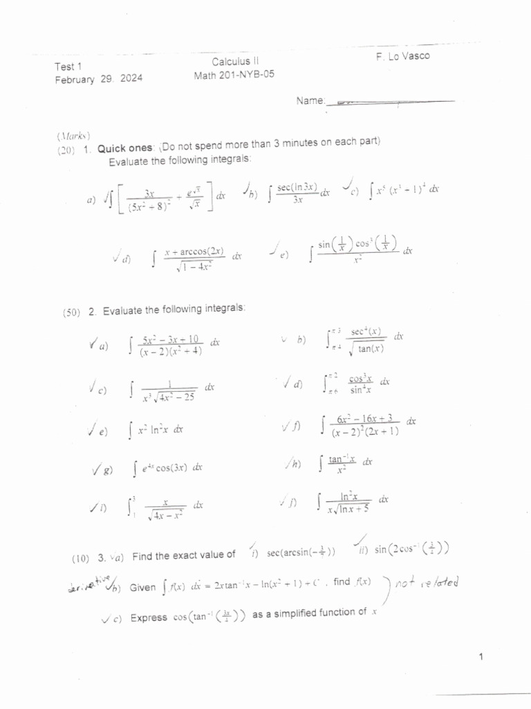 Math NYB Solutions To Test 1 A | PDF