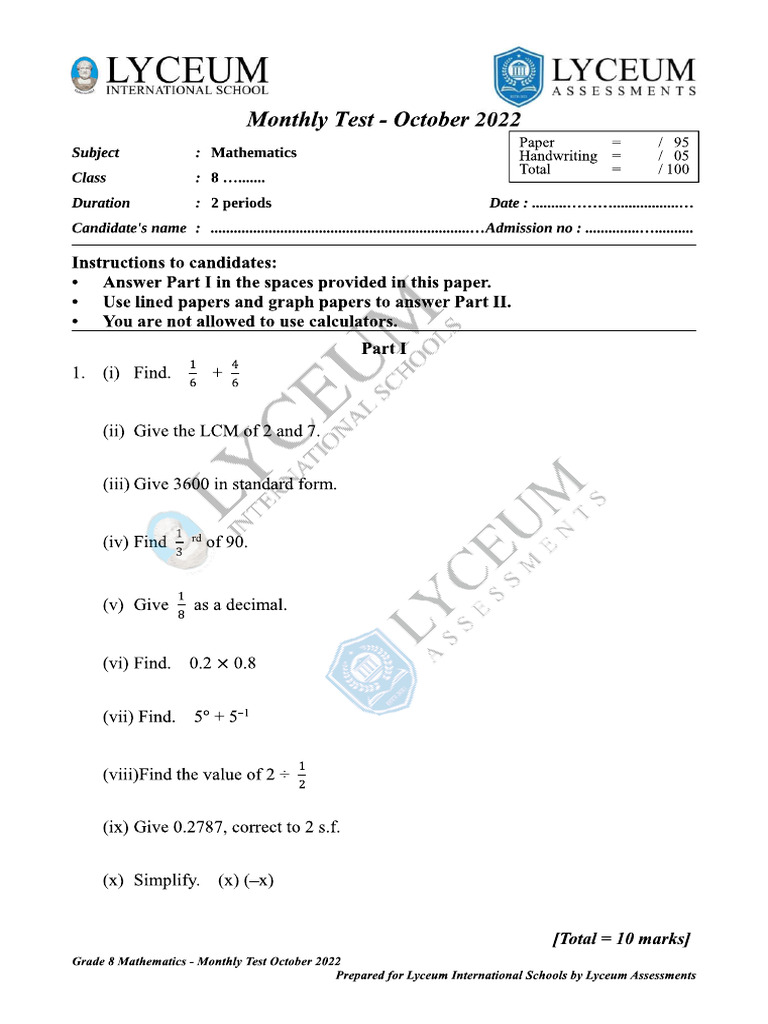 Grade 8 Mathematics PDF