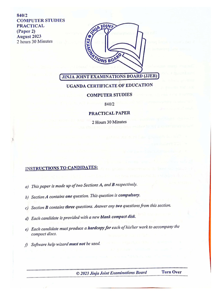 Uce Computer Studies P2 2023 PDF