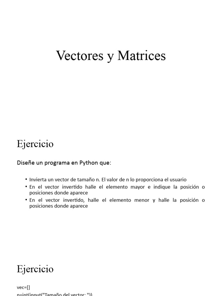 Vectores y Matrices en Python | PDF | Matriz (Matemáticas) | Python ...