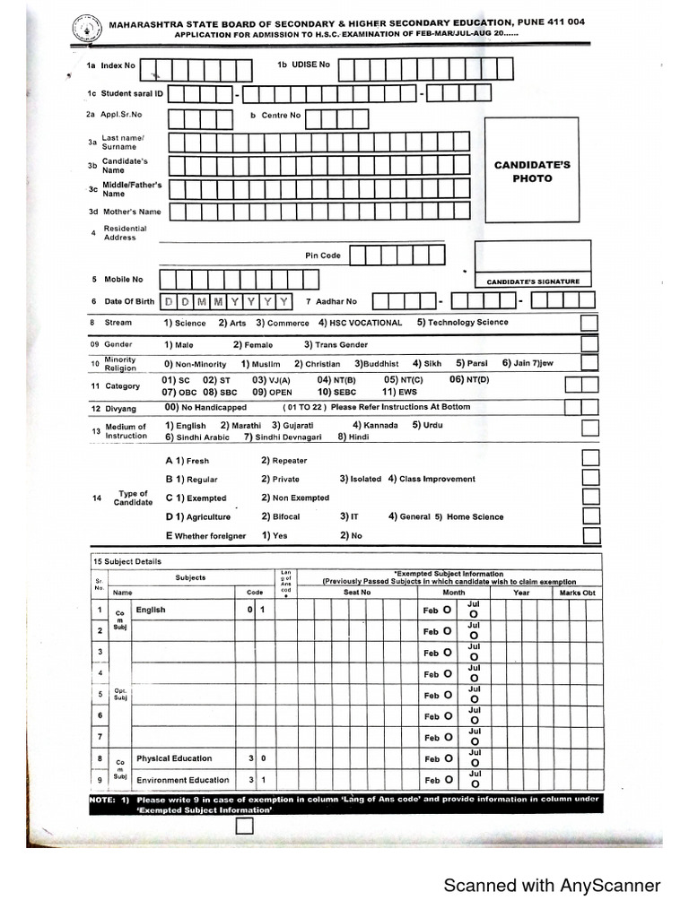 Hsc form pdf