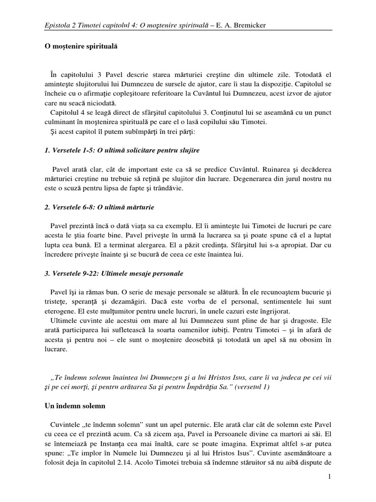 2 Timotei Cap 4 1 22 EAB | PDF