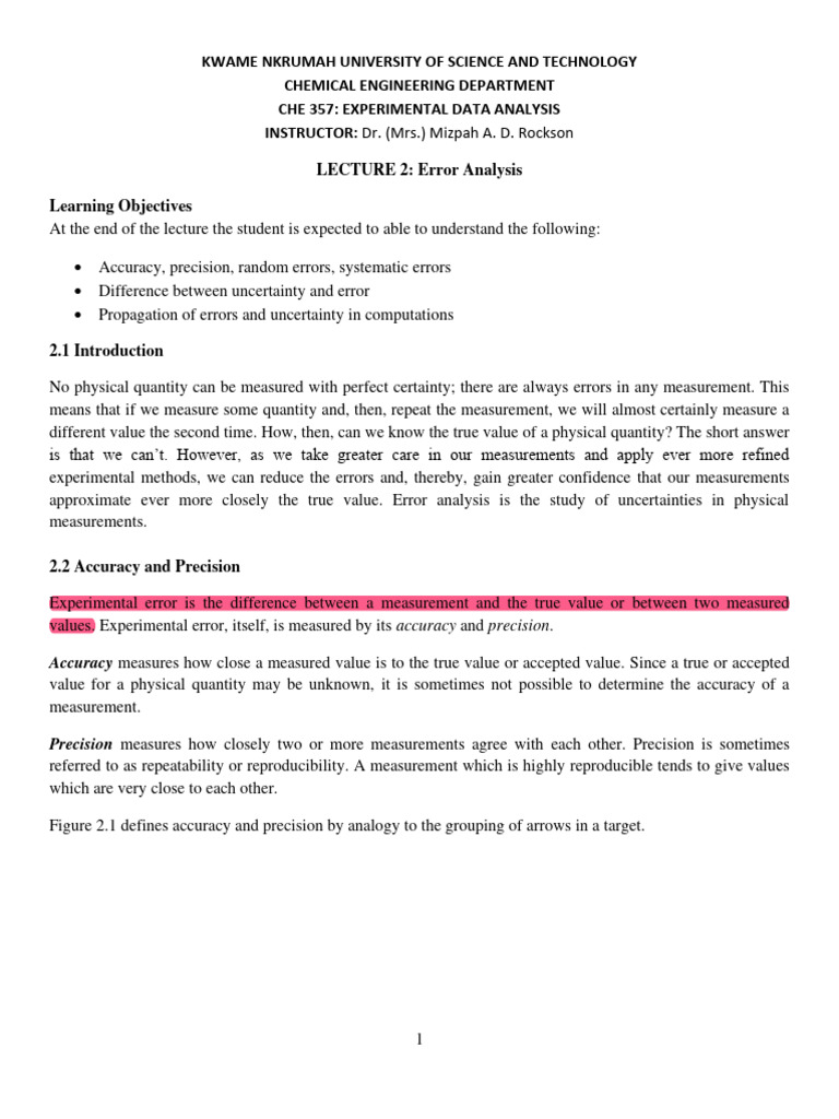 Error Analysis in Experimental Data | PDF | Significant Figures ...