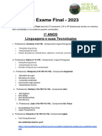 Conteúdo Exame Final - 1º ANOS