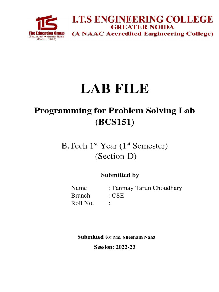 Lab Practical Front Page | PDF