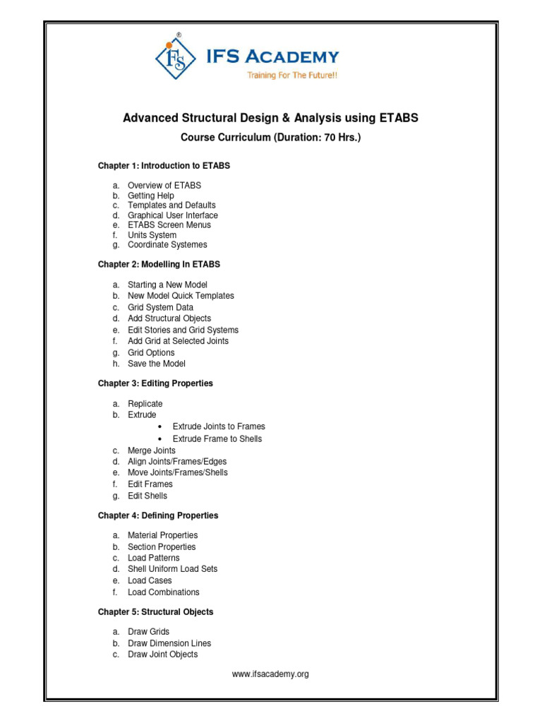 ETABS Structural Design Course Overview | PDF