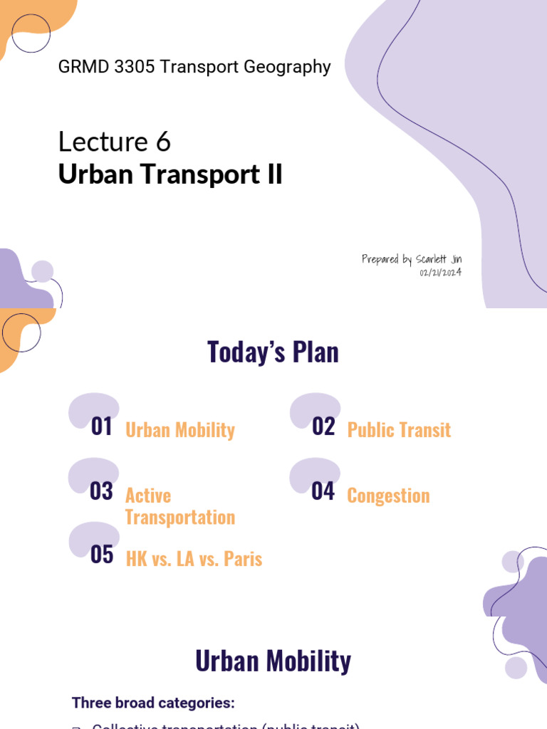 L6 - Urban Transport II | PDF | Public Transport | Cycling Infrastructure