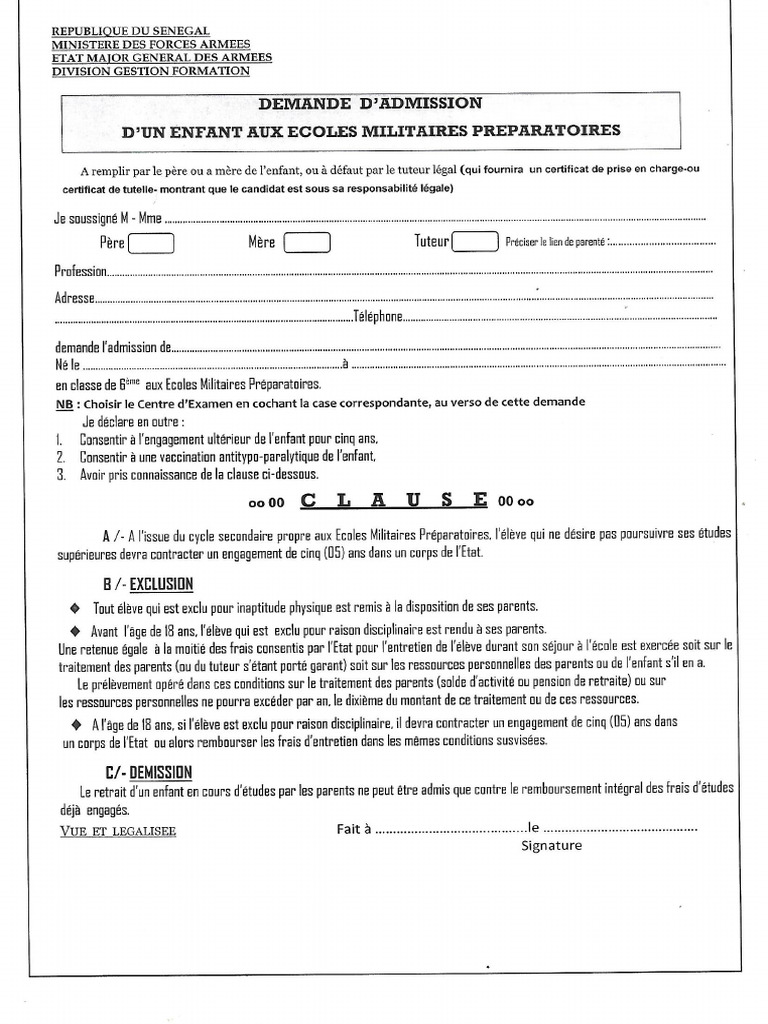 Demande Dadmission | PDF