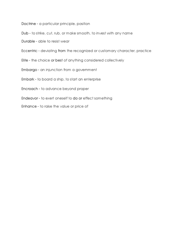 Key Vocabulary Definitions and Meanings | PDF