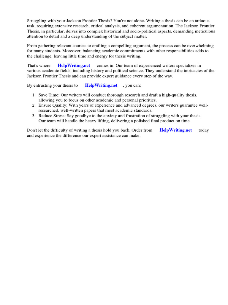 Jackson Frontier Thesis Pdf History