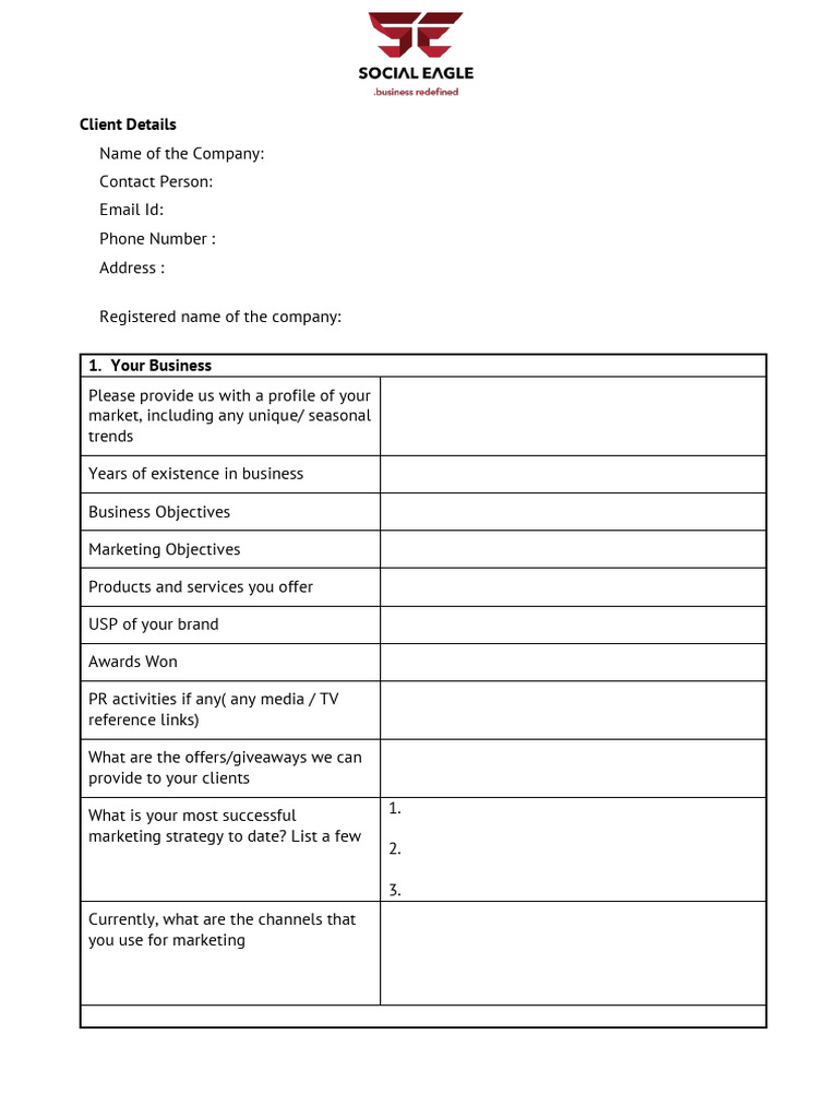 Social Media Marketing Worksheet | PDF