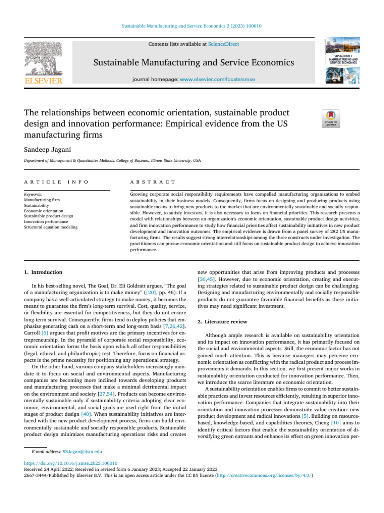 Economic Orientation and Sustainable Innovation | PDF | Sustainability ...