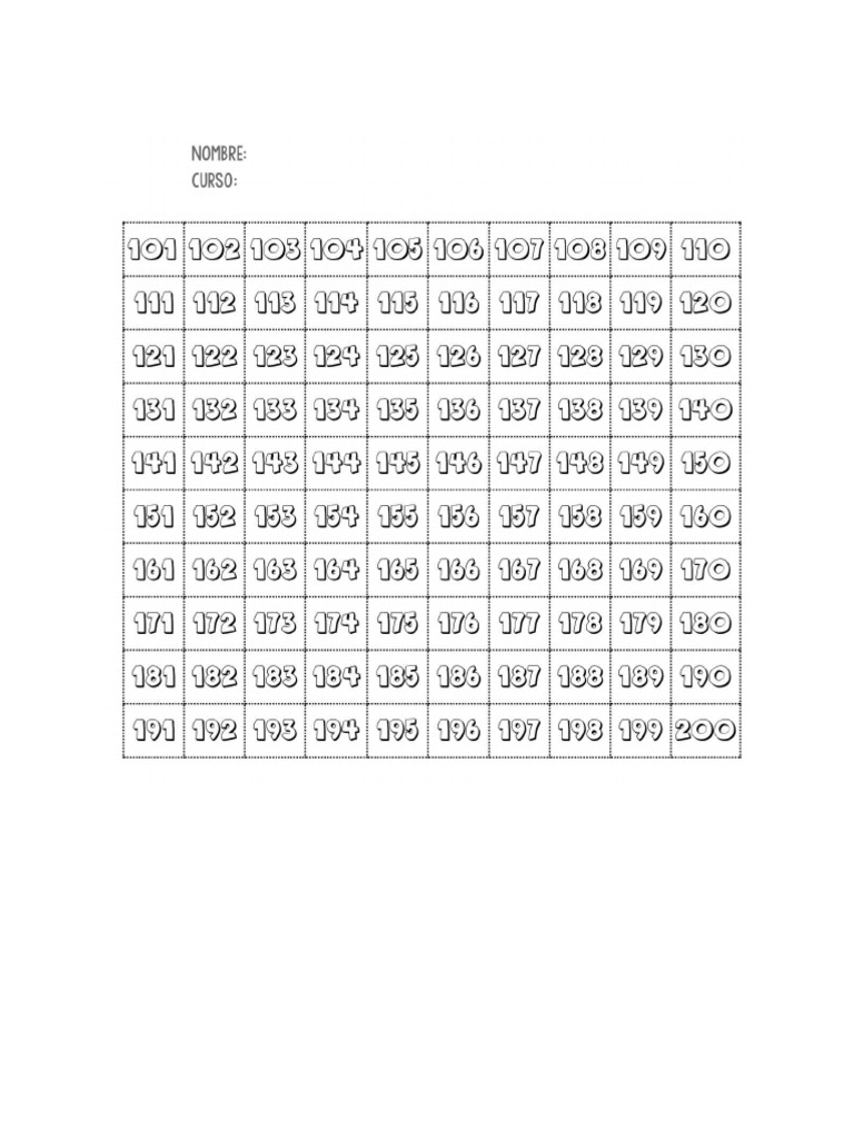 4 Tabla Num 101 Al 200 | PDF