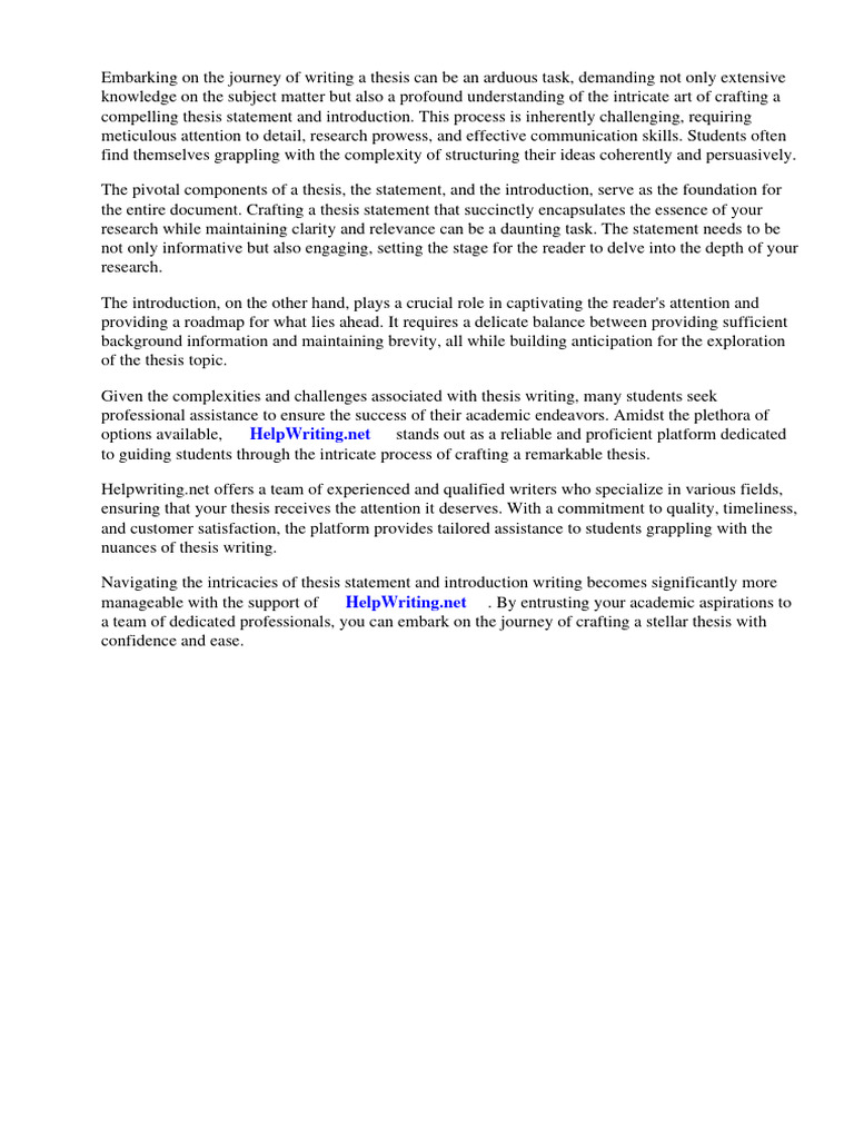 How To Write A Good Thesis Statement and Introduction | PDF