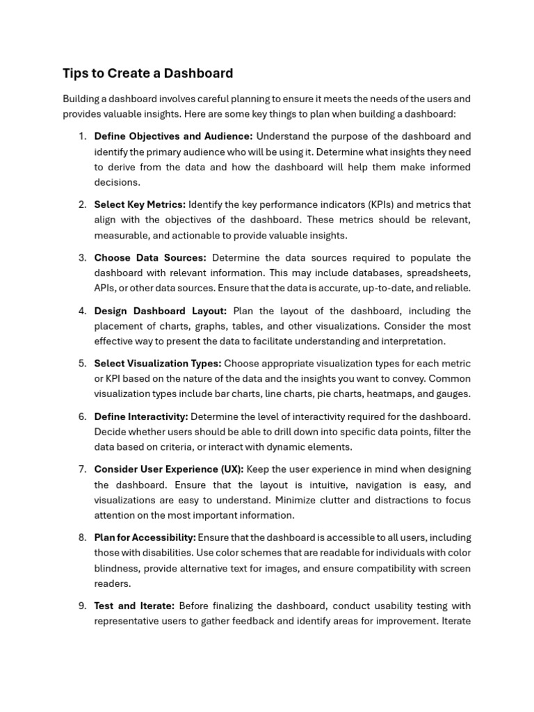 Tips to create a dashboard by bharat pdf performance indicator