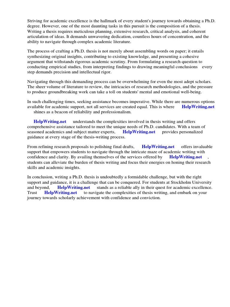 Phd Thesis Stockholm University Pdf