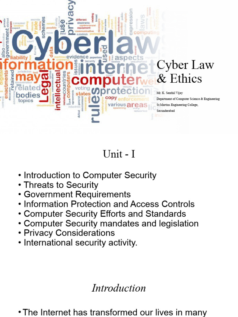 Cyber Law and Computer Security Basics | PDF | Computers | Technology ...