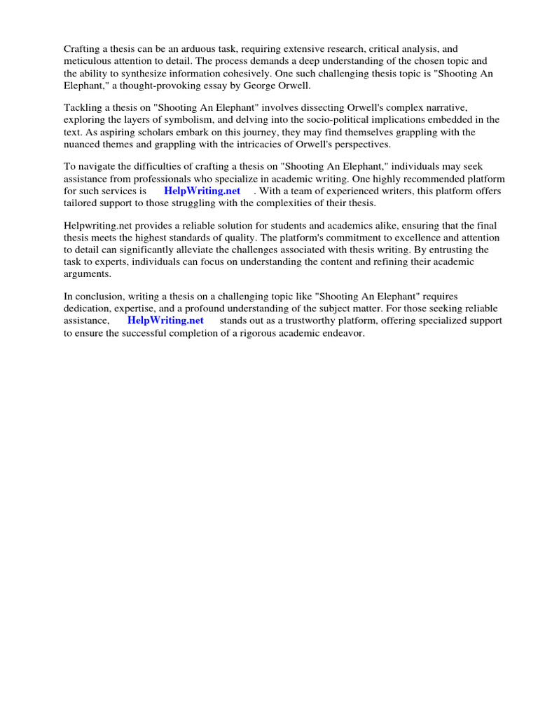 Shooting an elephant thesis pdf george orwell