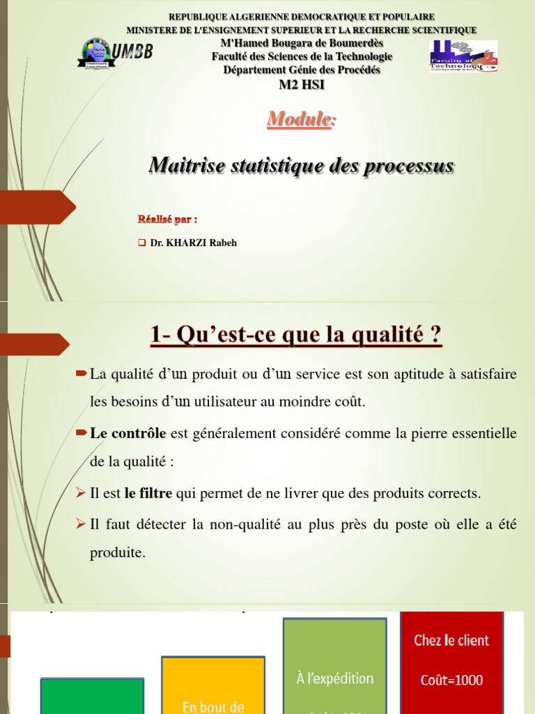Maîtrise Statistique des Processus (MSP) | PDF | Écart type | Loi normale