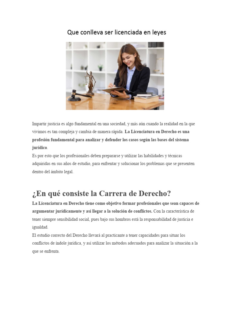 Que Conlleva Ser Licenciada en Leyes | PDF | Justicia | Crimen y violencia