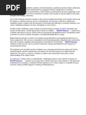 Pittsburgh Thesis