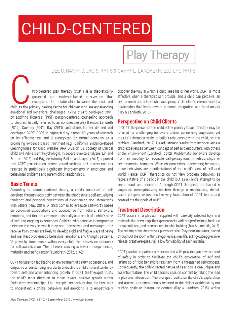 ChildCentered Sept2019 FINAL | PDF | Play Therapy | Psychotherapy