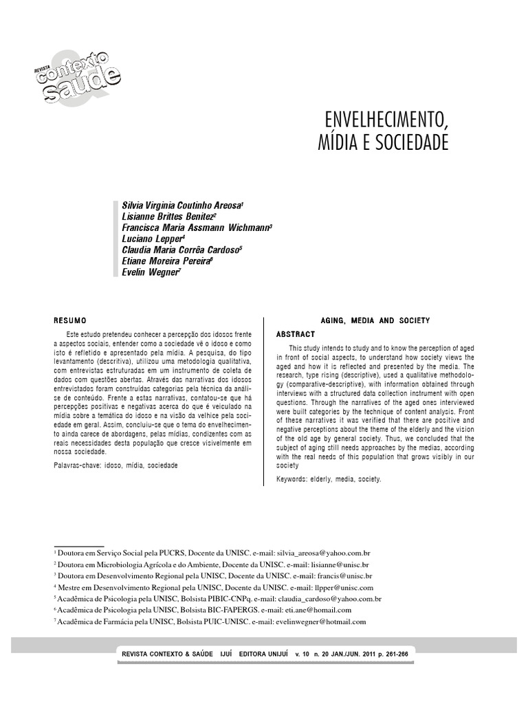 Envelhecimento na Mídia e Sociedade | PDF | Terceira idade | Envelhecimento