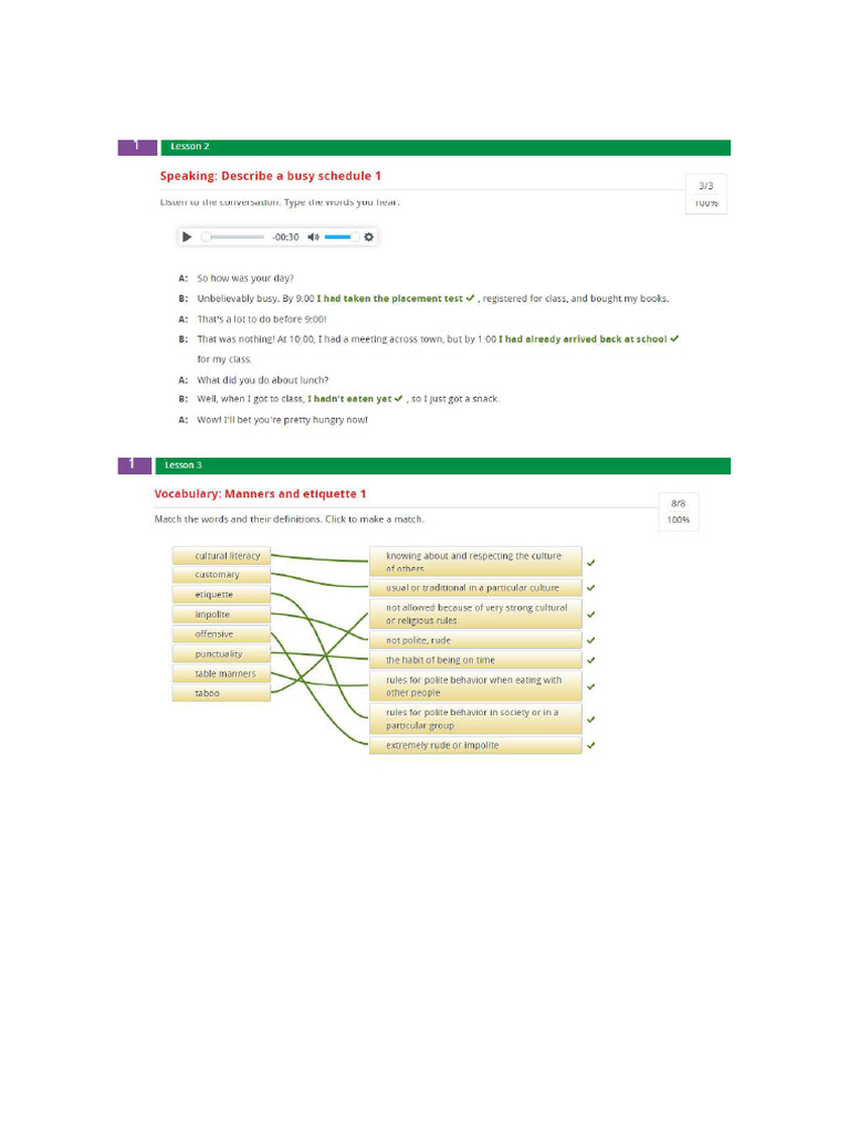 Speaking describe a busy schedule 1 and 2 pdf