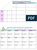 Planejamento Semanal 1º Semana de Aula