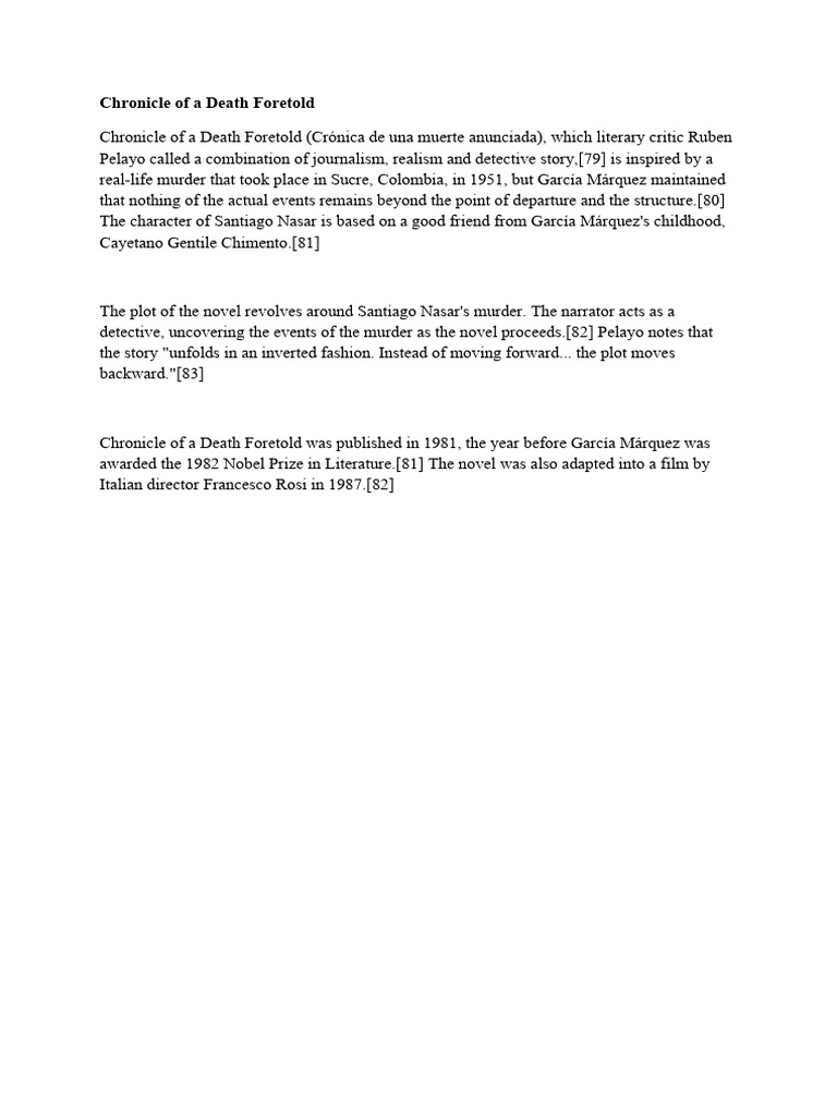 Chronicle of A Death Foretold PDF