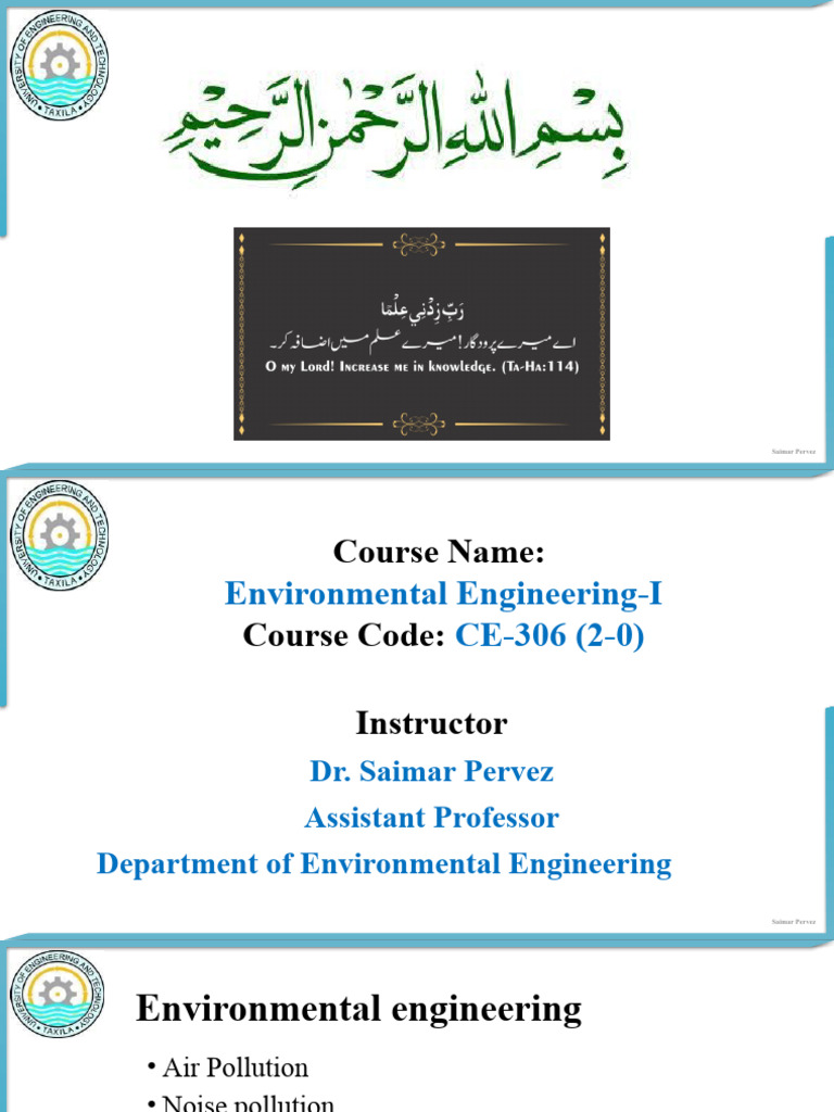 Environmental Engineering Course Overview | PDF | Parts Per Notation ...