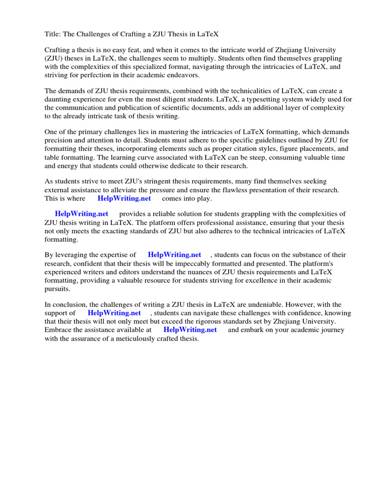 Zju Thesis Latex Pdf Thesis Te X