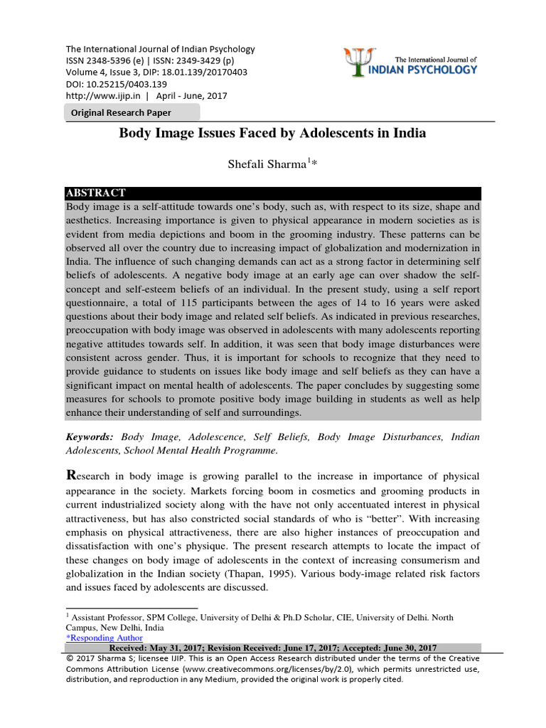 Indian Teens \u0026 Body Image Issues | PDF | Body Image | Adolescence, image size:768x1024
