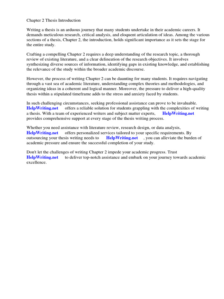 Chapter 2 Thesis Introduction | PDF | Thesis | Methodology