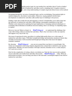 Medical Law and Ethics Thesis Topics