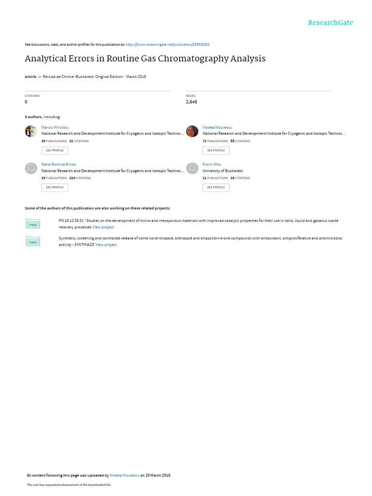 Analytical Errors in Routine Gas Chromatography An PDF
