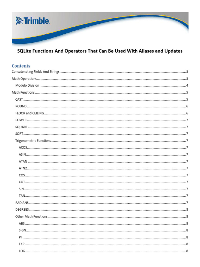 SQLite - Functions and Aliases | PDF