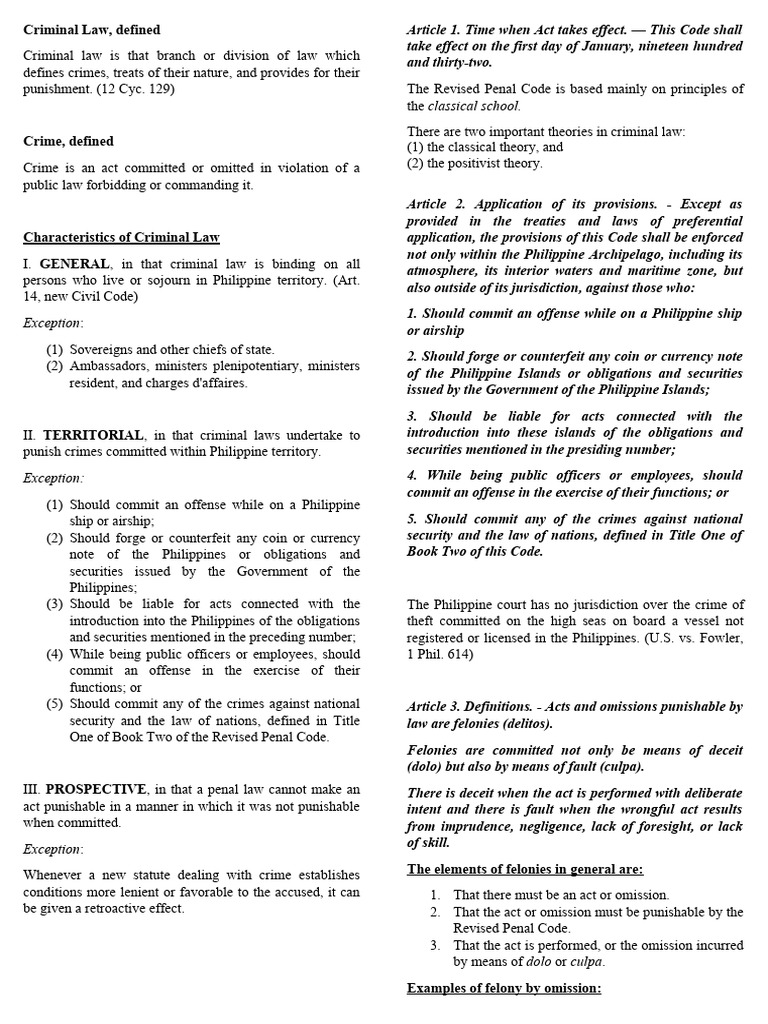 Criminal Law, Defined: Exception | PDF