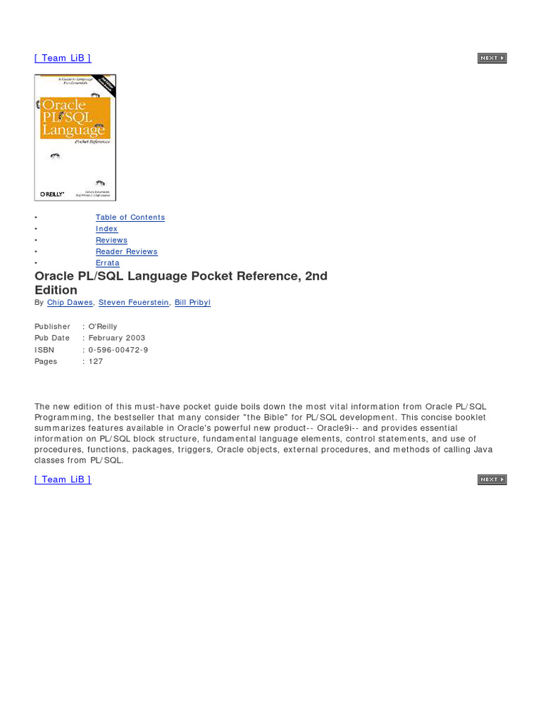 Ebin - Pub Oracle PL SQL Language Pocket Reference Second Edition ...