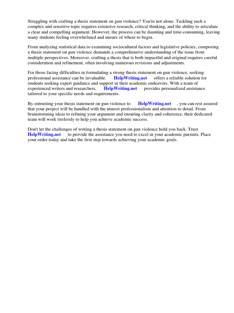 Thesis Statement Gun Violence PDF