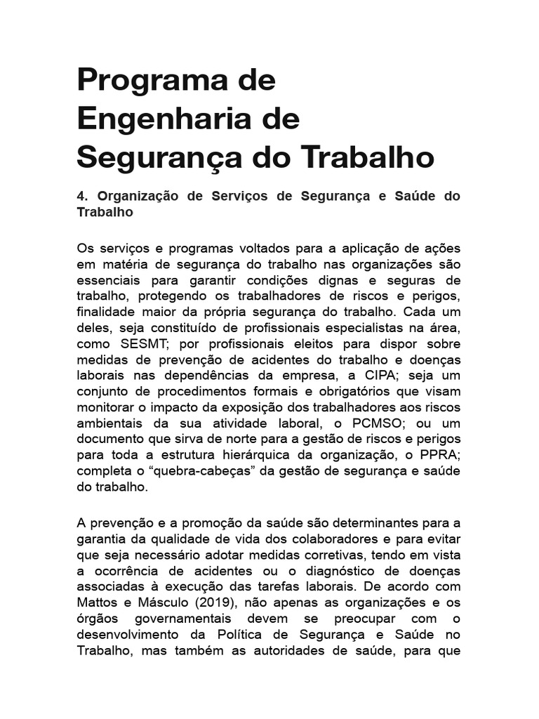 Aula 4 - Programa de Engenharia de Segurança Do Trabalho | PDF ...