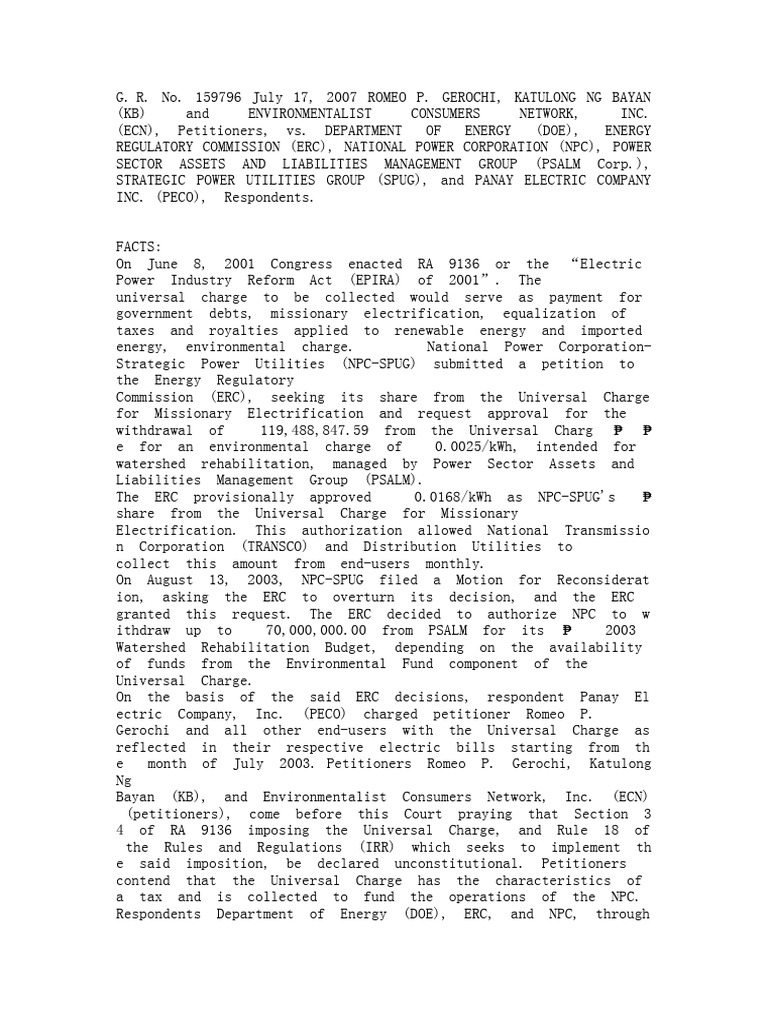 Gerochi Vs Doe PDF Taxes Public Law