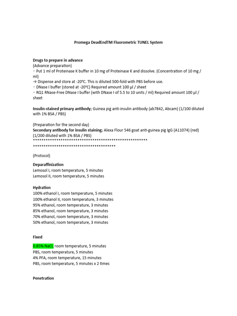 Promega DeadEndTM Fluorometric TUNEL System PDF Fluorescence