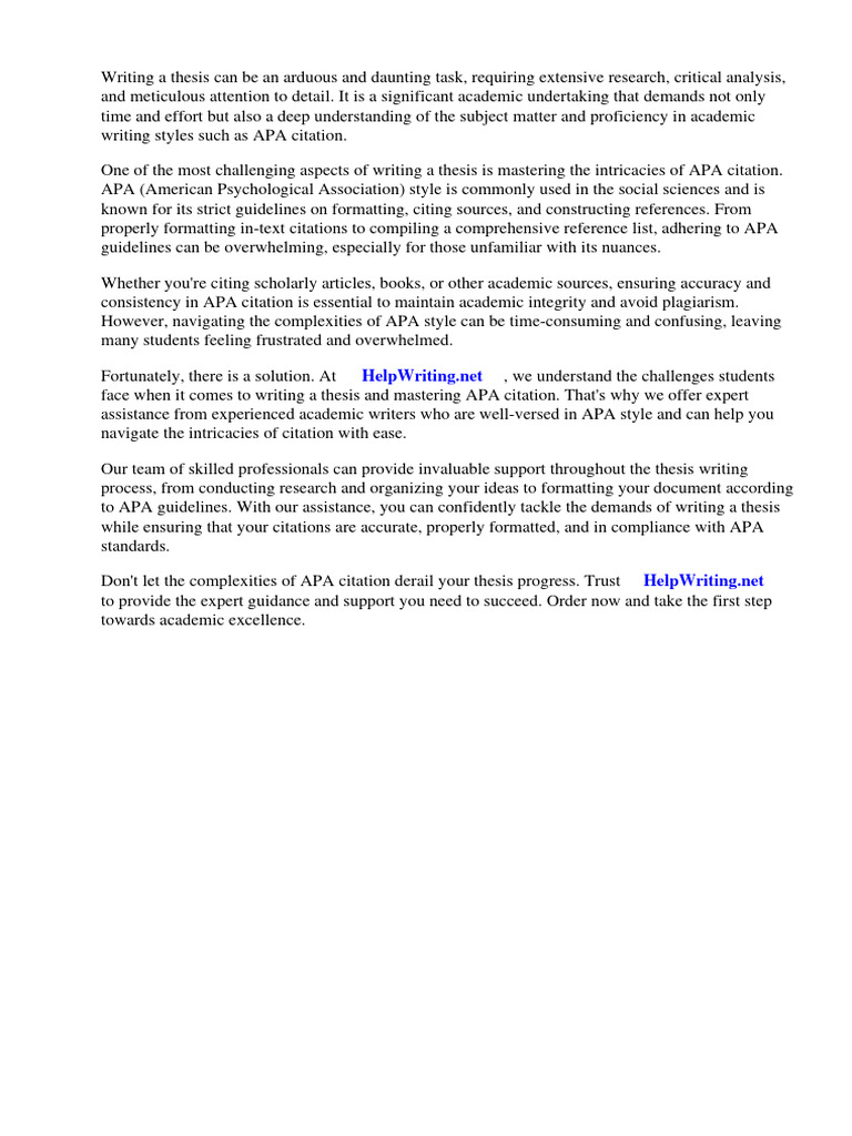 Apa Citation Master Thesis PDF Citation Thesis