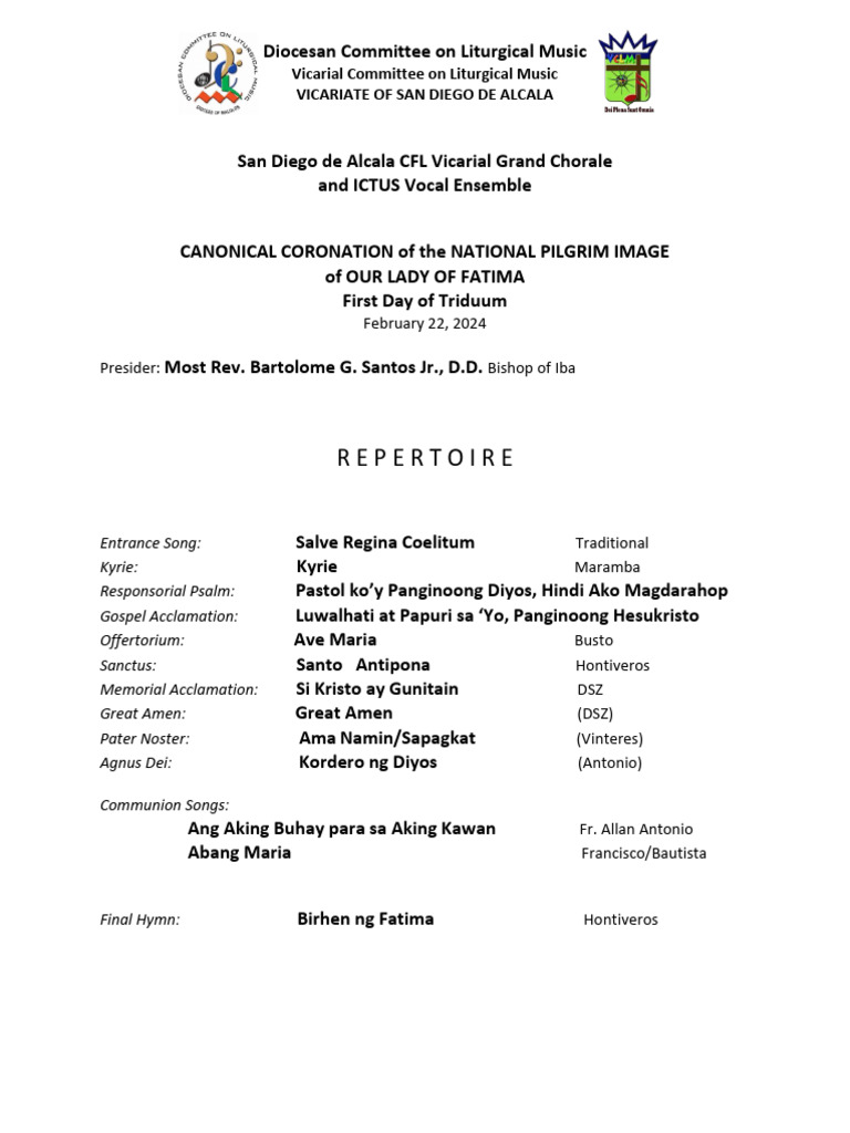 Canonical Coronation Music Program | PDF