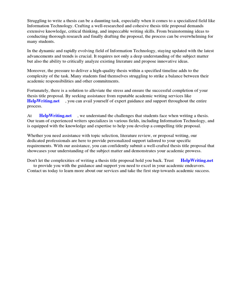 Thesis Title Proposal For Information Technology 2013 | PDF